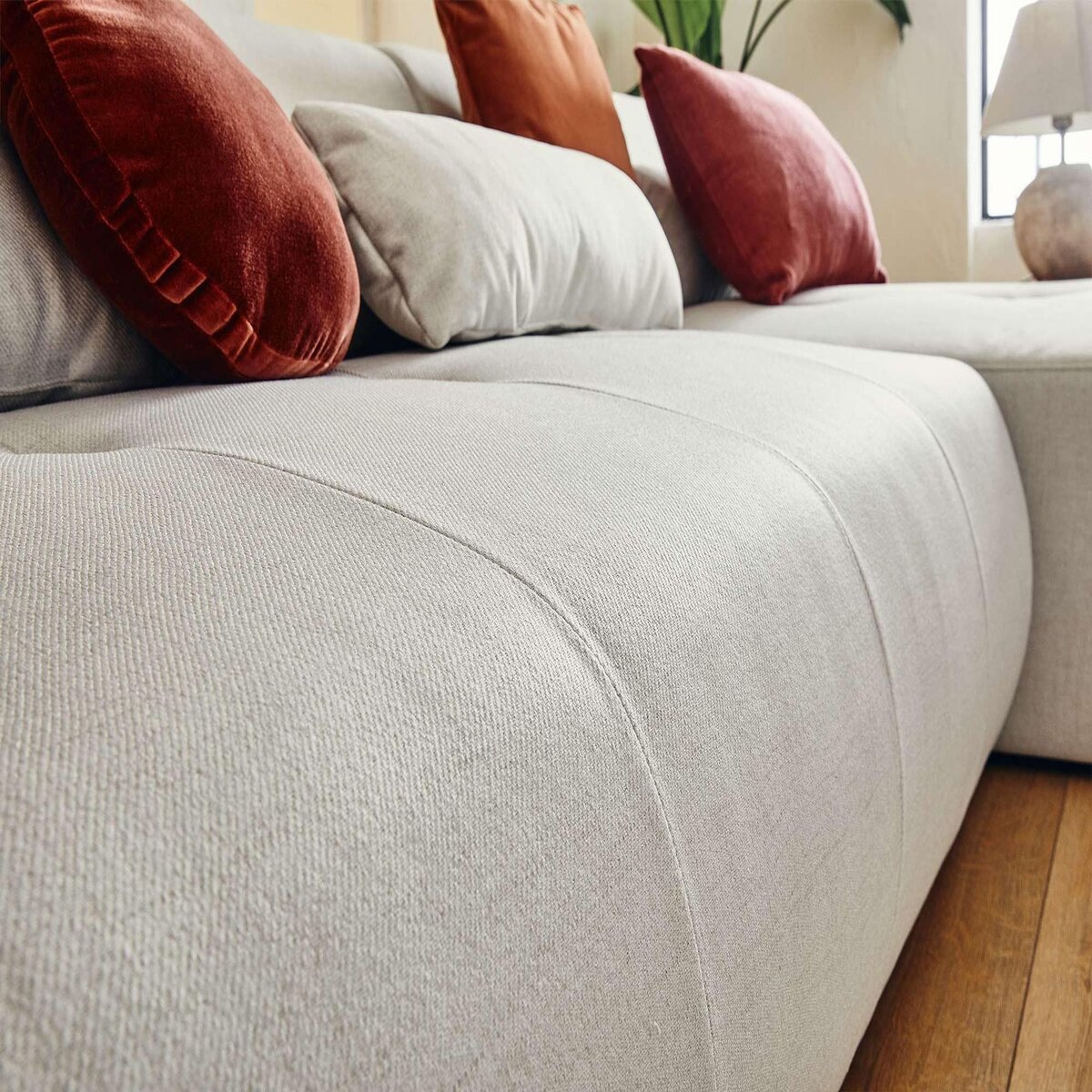 LISA DESIGN Onyx - canapé panoramique d'angle gauche 7 places - en tissu