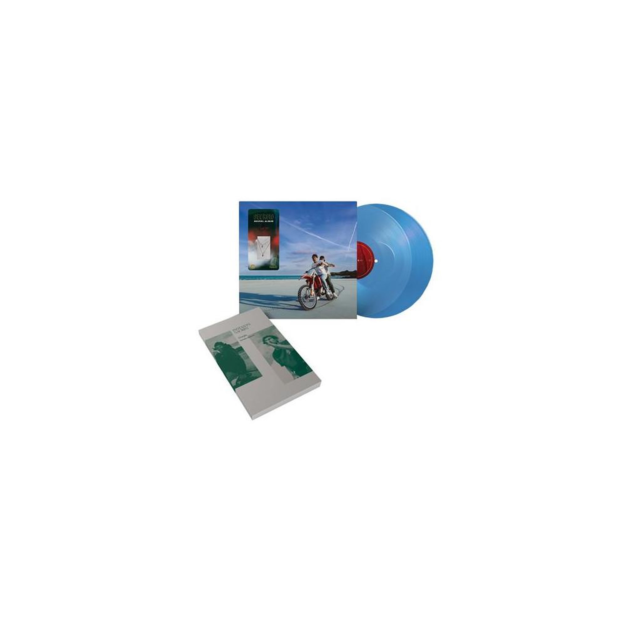 Coffret vinyles édition limitée 12 pouces bleu transparent avec insert paroles et cartes d'art