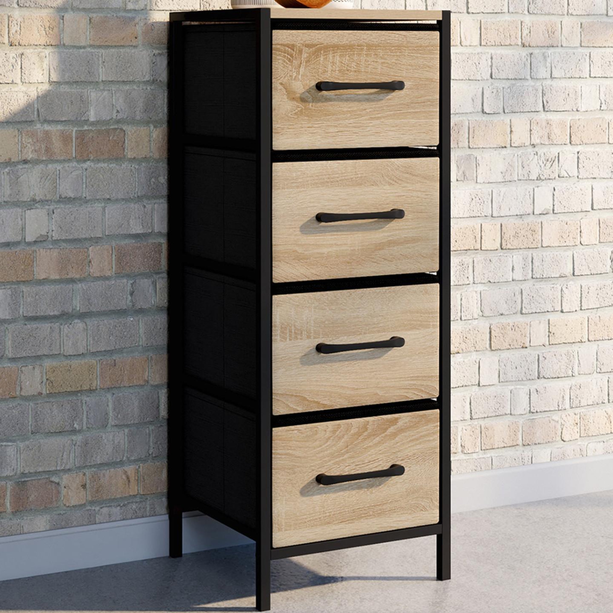 Voir la diapositive 2 : ID MARKET Meuble d'appoint 4 tiroirs utah 30x30x80 cm chiffonnier pour entrée salle de bain design industriel