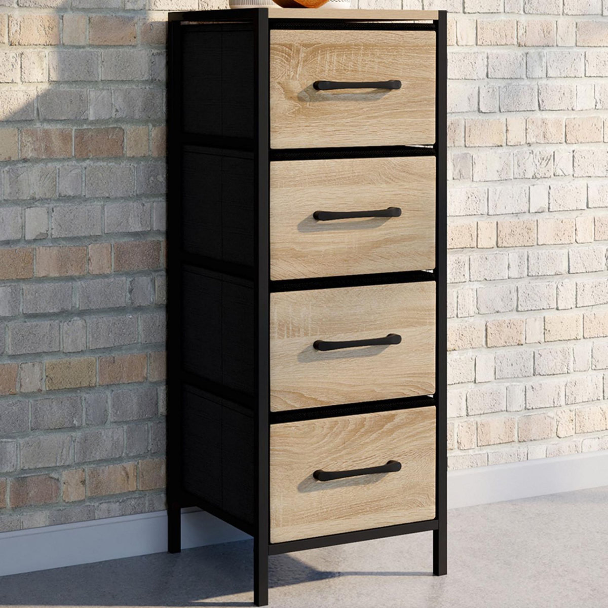 ID MARKET Meuble d'appoint 4 tiroirs UTAH 30 cm chiffonnier, meuble de rangement design industriel