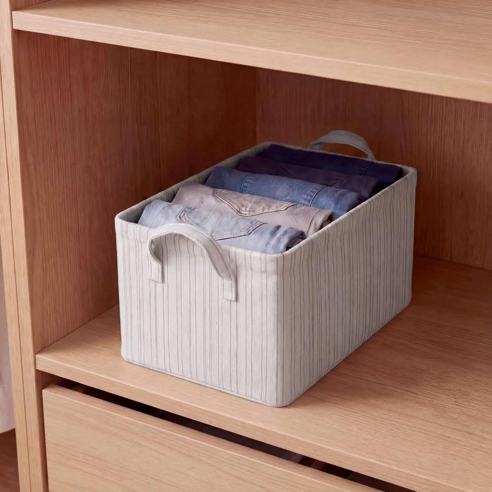 Voir la diapositive 3 : FIVE Panier de rangement pliable  silnéa  35cm beige lin