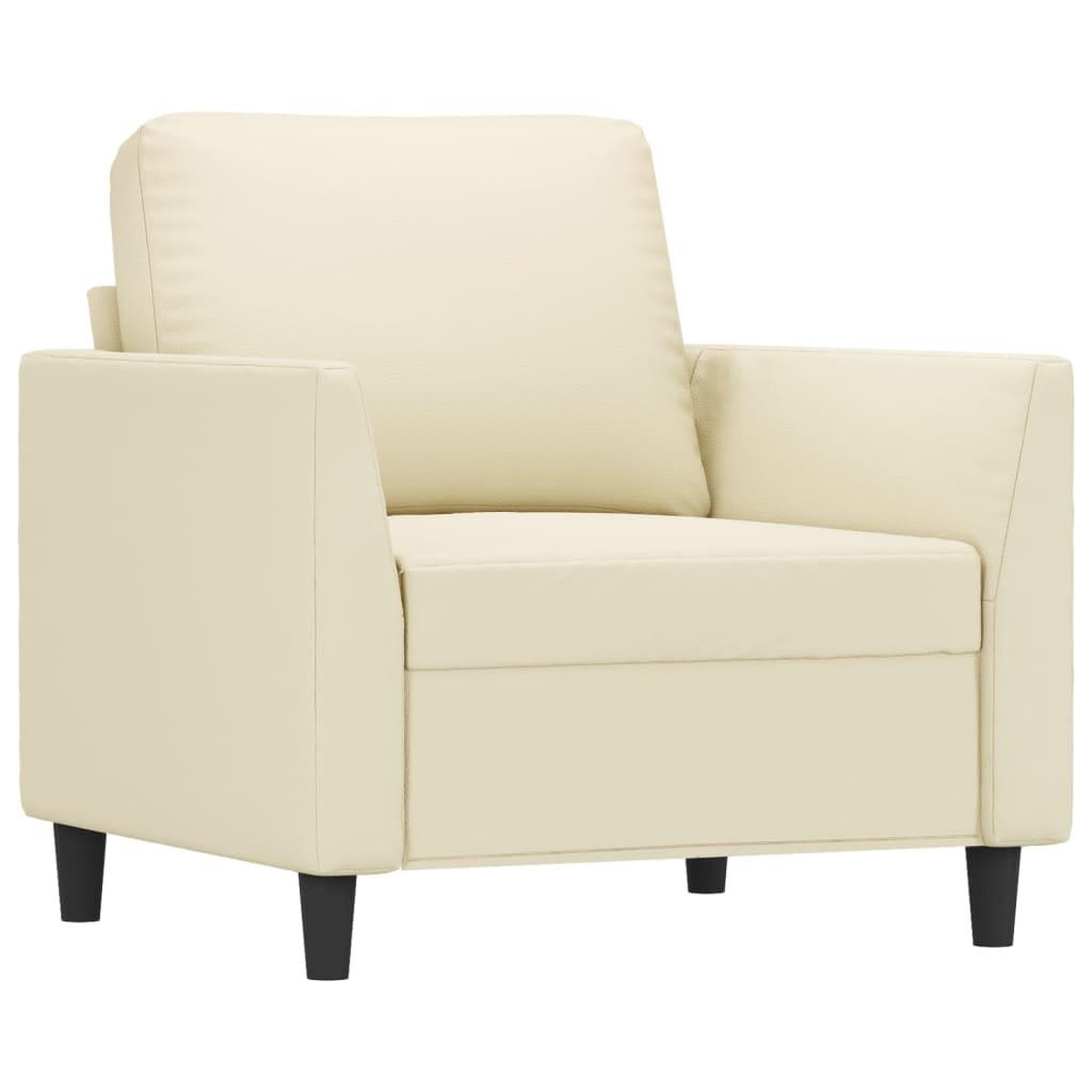 Voir la diapositive 3 : VIDAXL Ensemble de canapes 3 pcs avec coussins Creme Similicuir