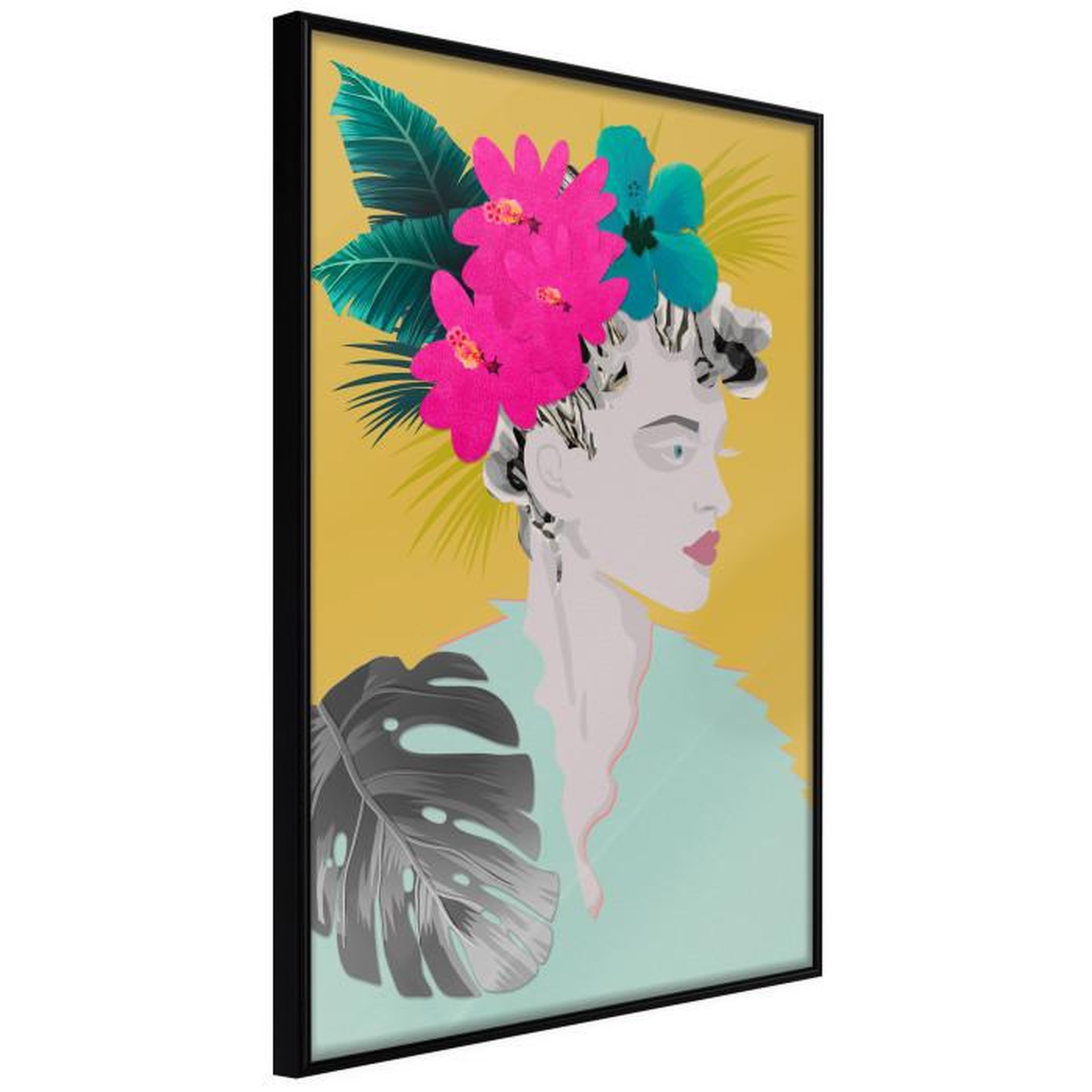 Paris Prix Affiche Murale Encadrée  Crown of Flowers. Coloris disponibles : Jaune, Noir