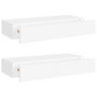 Voir la diapositive 2 : VIDAXL Etageres a tiroirs murales 2 pcs Blanc 60x23,5x10 cm MDF