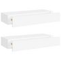 Voir la diapositive 2 : VIDAXL Etageres a tiroirs murales 2 pcs Blanc 60x23,5x10 cm MDF