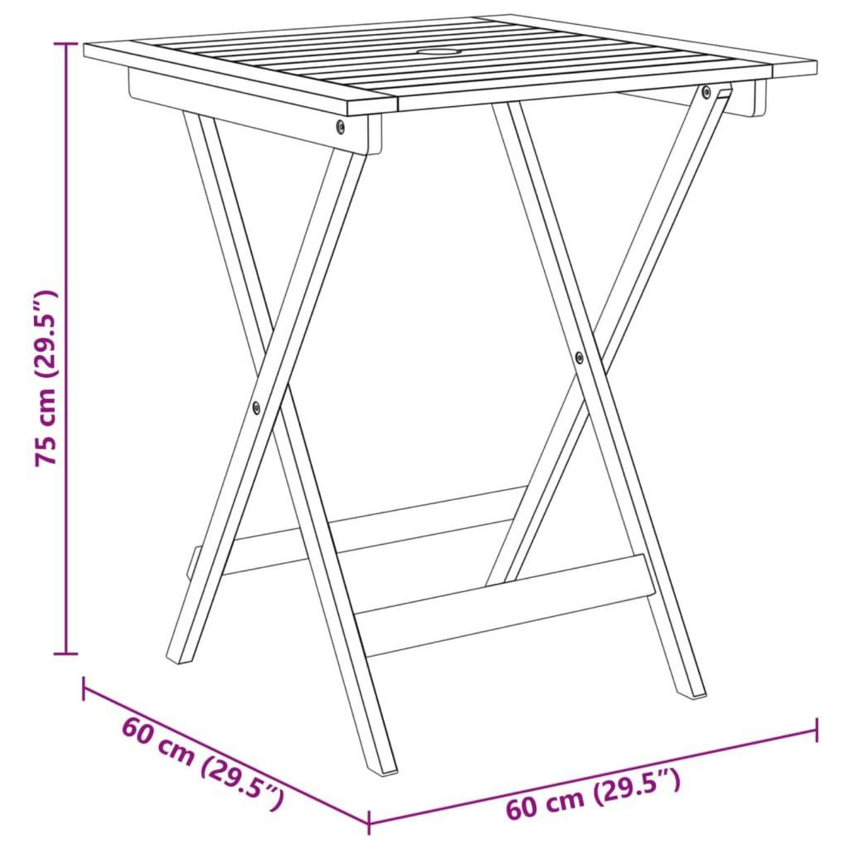 VIDAXL Ensemble a manger de jardin pliable 3 pcs Bois d'acacia solide