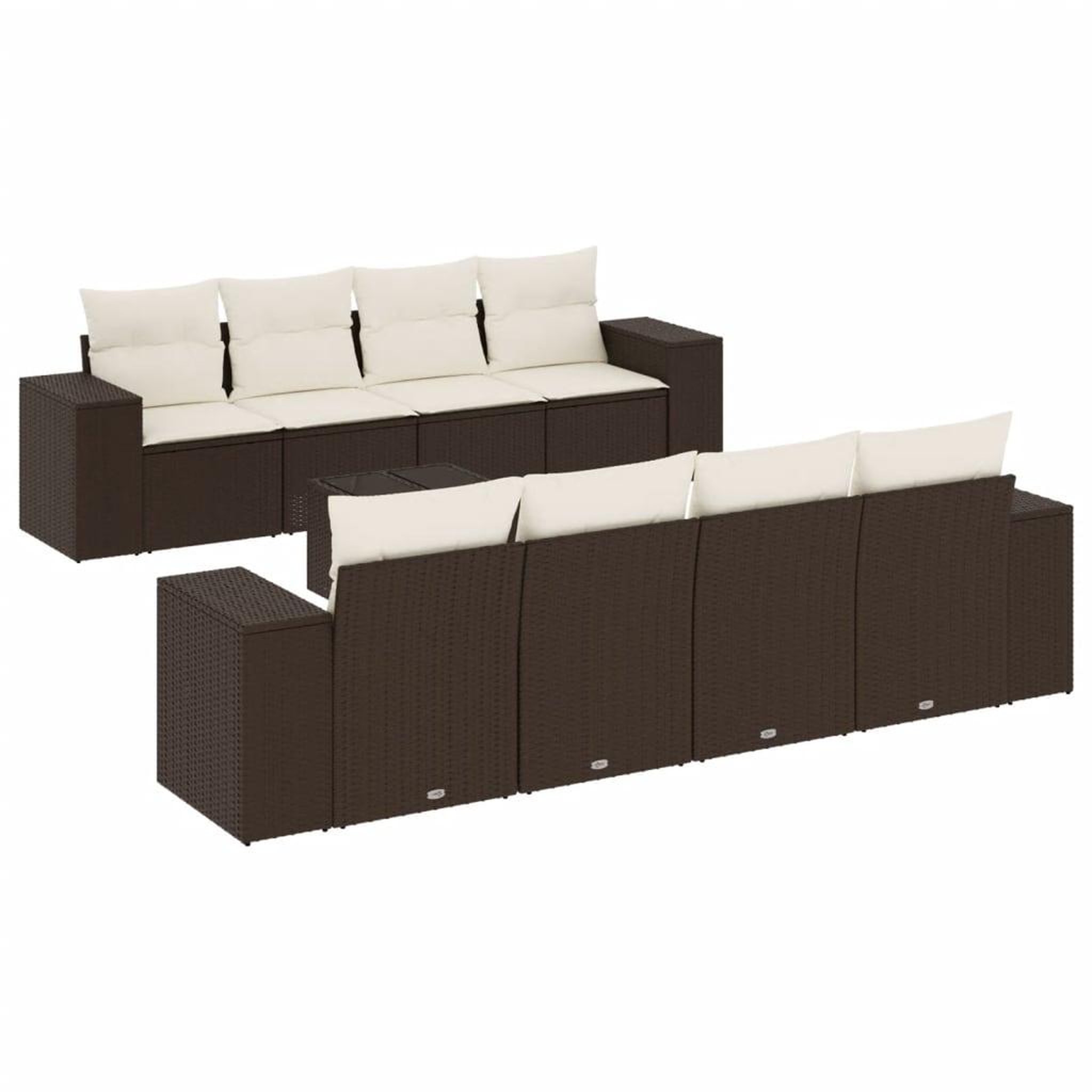 Voir la diapositive 2 : VIDAXL Salon de jardin avec coussins 9 pcs marron resine tressee