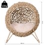 Voir la diapositive 3 : PAWHUT PawHut Panier chat lit chat cosy grand confort dim. Ø 52 x 58H cm coussin moelleux inclus résine tressée imitation rotin beige