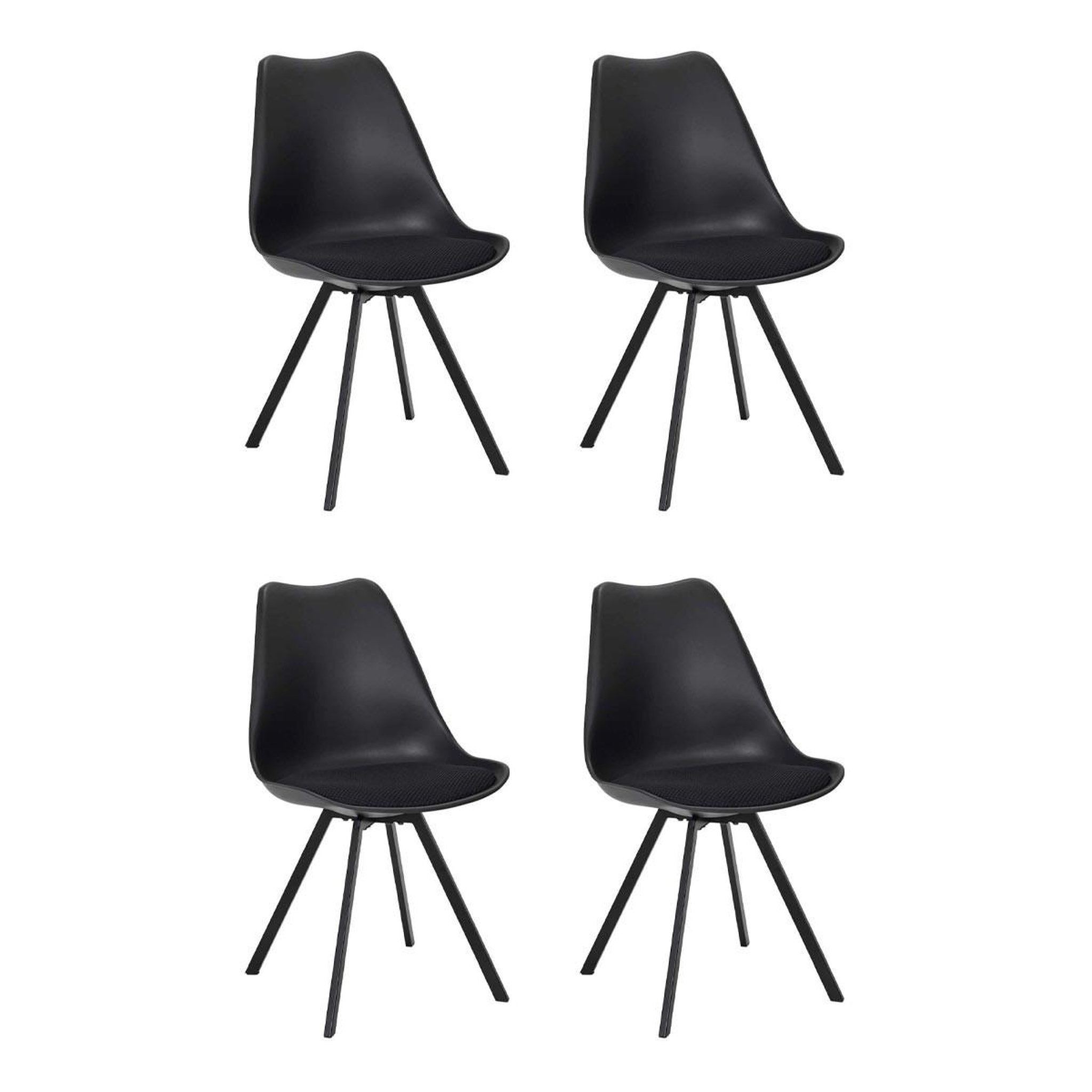 The Home Deco Factory Lot de 4 chaises avec coussin  atome  82cm noir