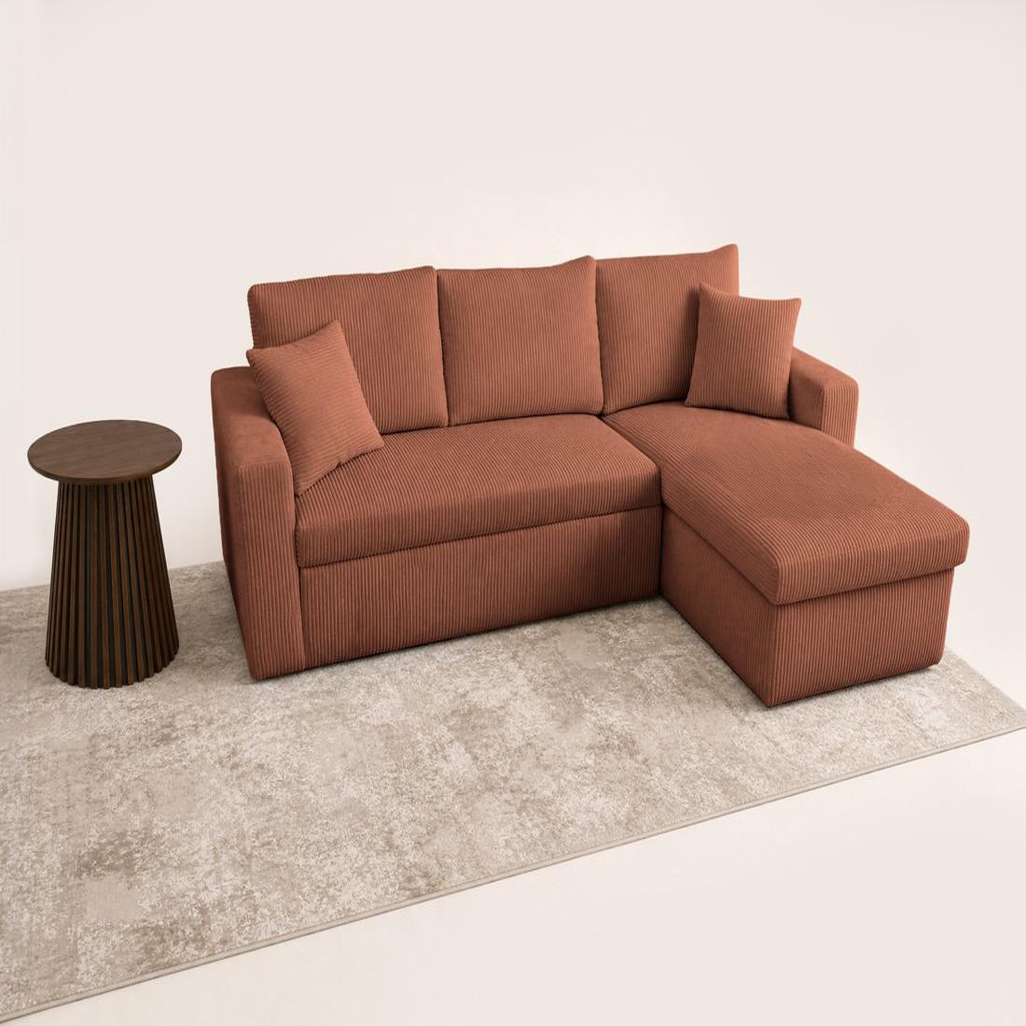 Voir la diapositive 4 : BEST MOBILIER Cyrus - canapé d'angle réversible 4 places - convertible avec coffre - en velours côtelé