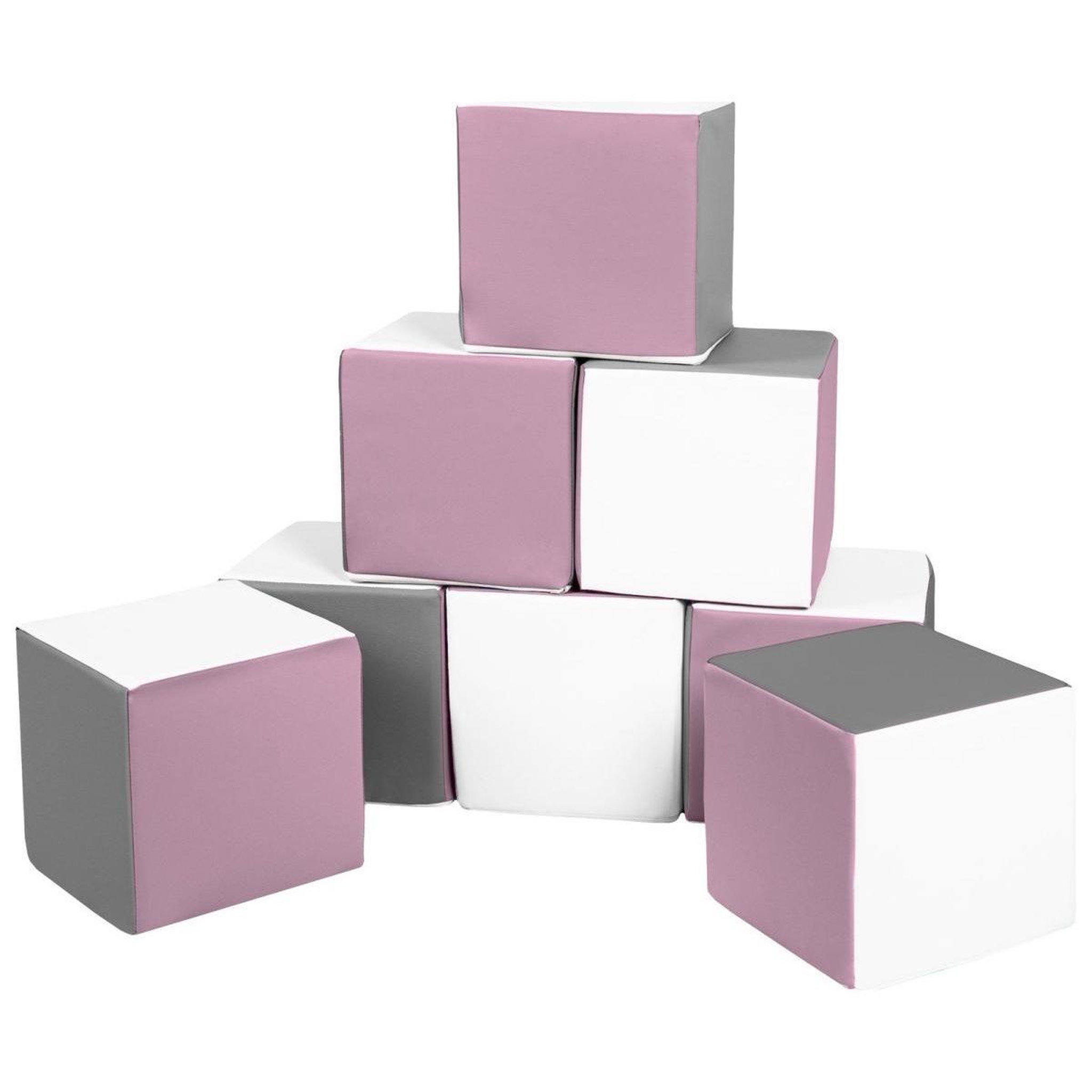 VELINDA Cubes - Lot de 8 blocs en mousse — blanc, gris, violet