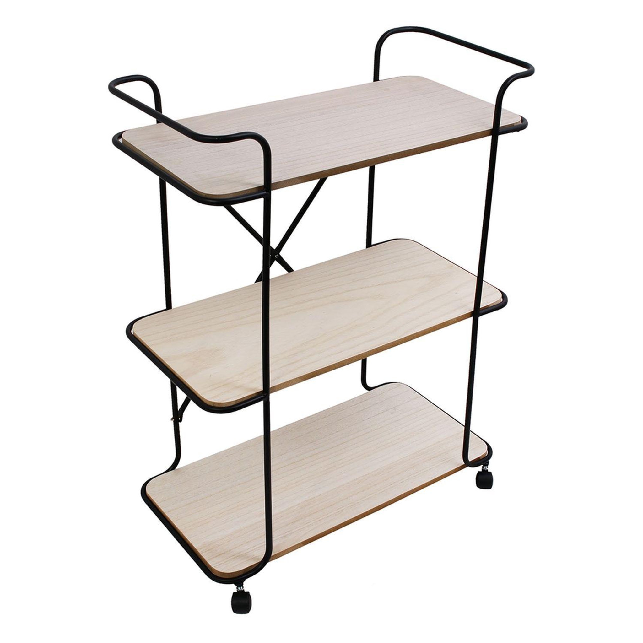 Voir la diapositive 1 : The Home Deco Factory Desserte de cuisine 3 étages en Métal et MDF Oscar - L.60xH.83cm - Noir