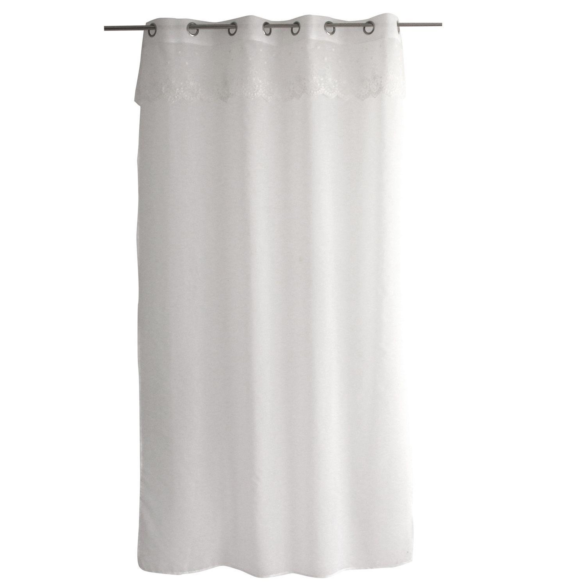 TOILINUX Voilage avec motif brodé massala - 140 x 240 cm - blanc
