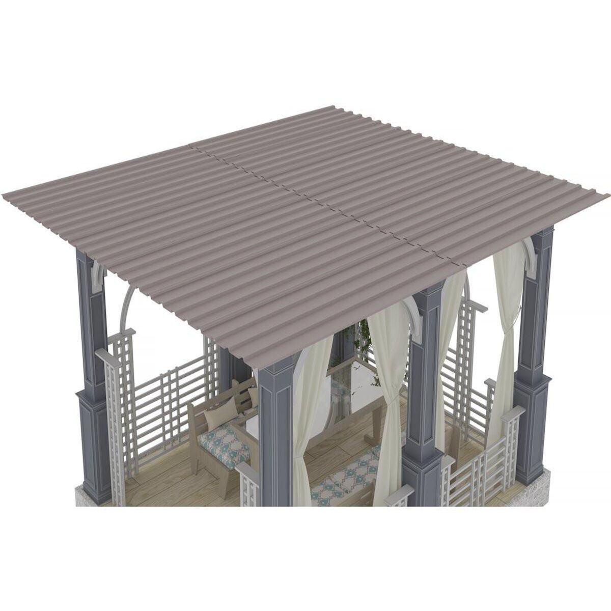 Habitat et Jardin Lot de 12 tôles de bardage en acier galvanisé  Atlanta  - 129 x 42 cm - Taupe