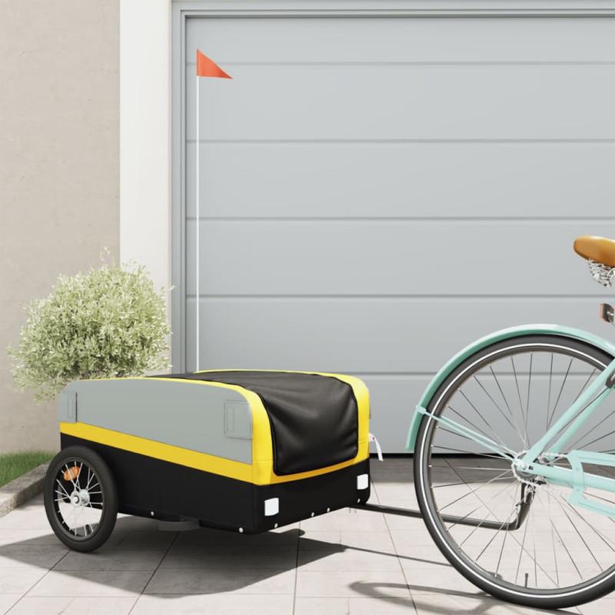VIDAXL Remorque de vélo noir et jaune 45 kg fer