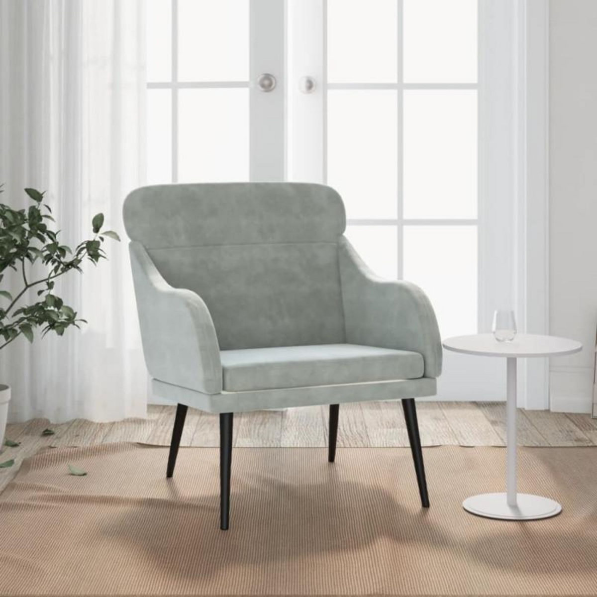 VIDAXL Fauteuil Gris clair 63x76x80 cm Velours