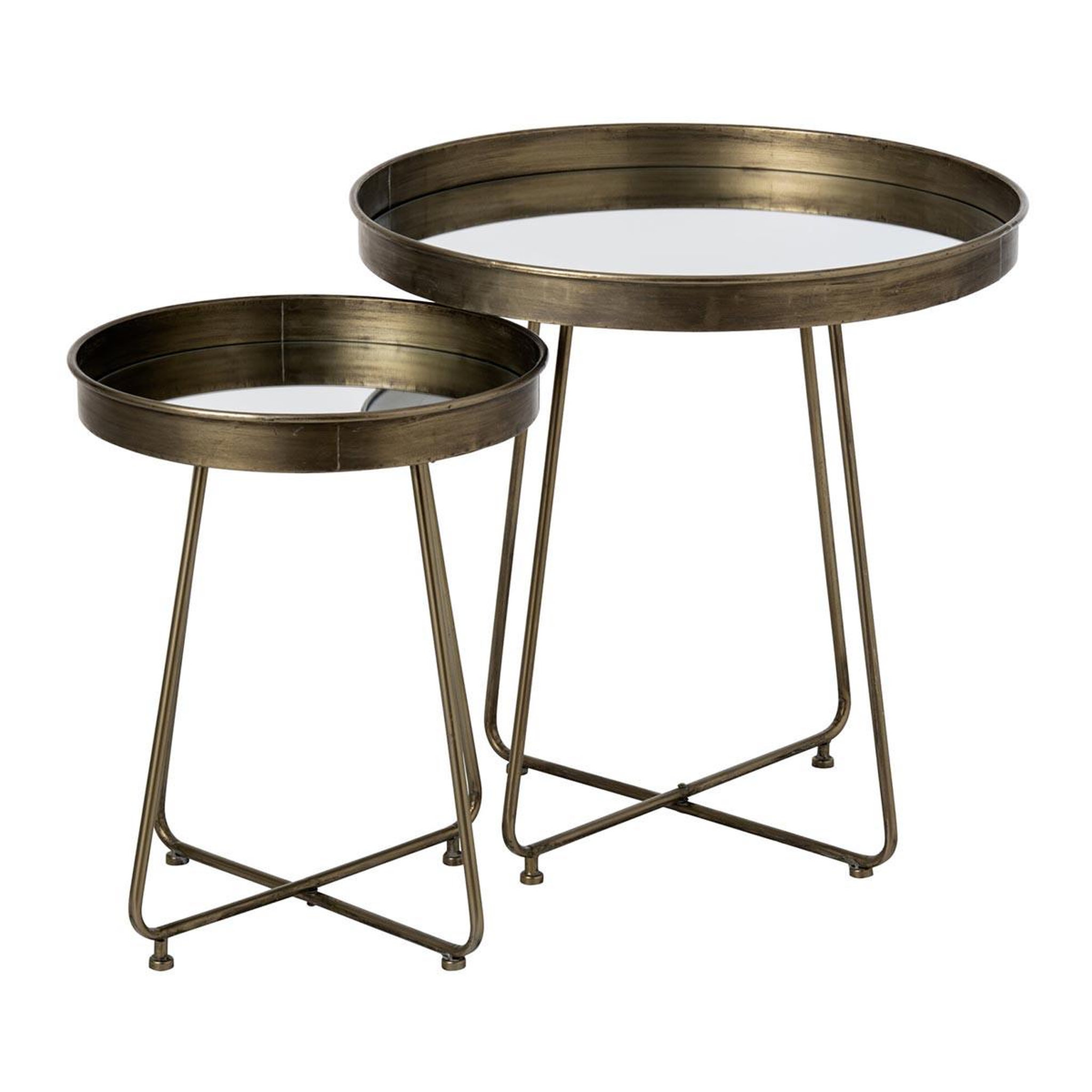 J-LINE Lot de 2 tables d'appoint en métal  nadja  62cm laiton