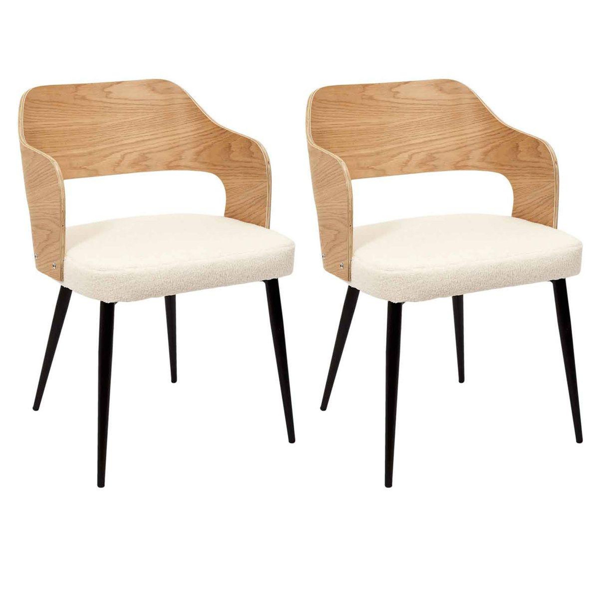 The Home Deco Factory Lot de 2 fauteuils scandinaves  loki  76cm blanc