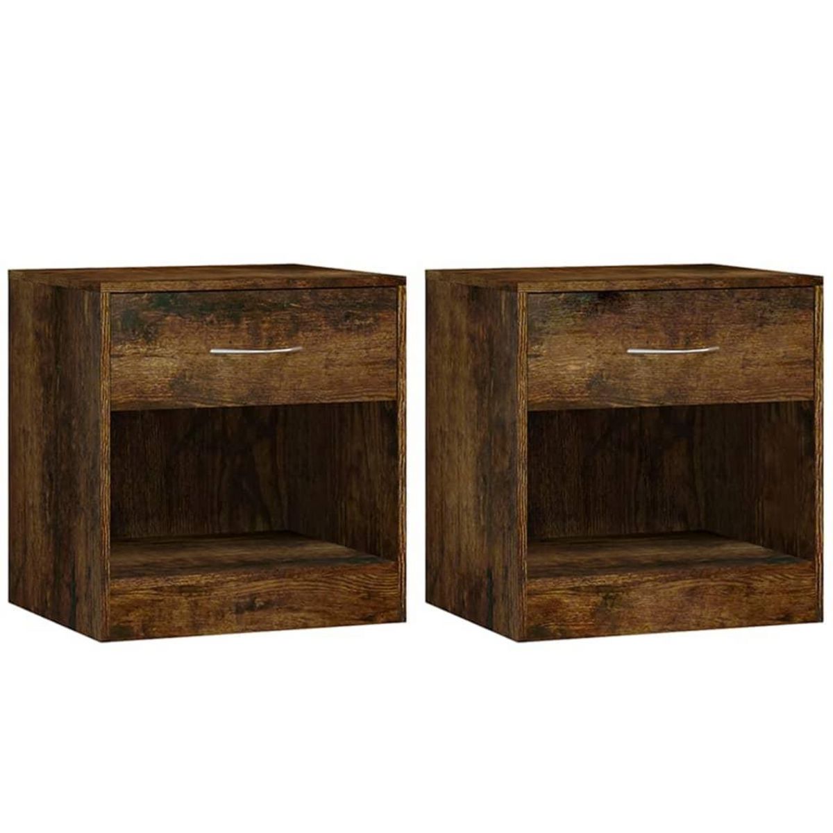 VIDAXL Tables de chevet 2 pcs avec tiroir Chene fume