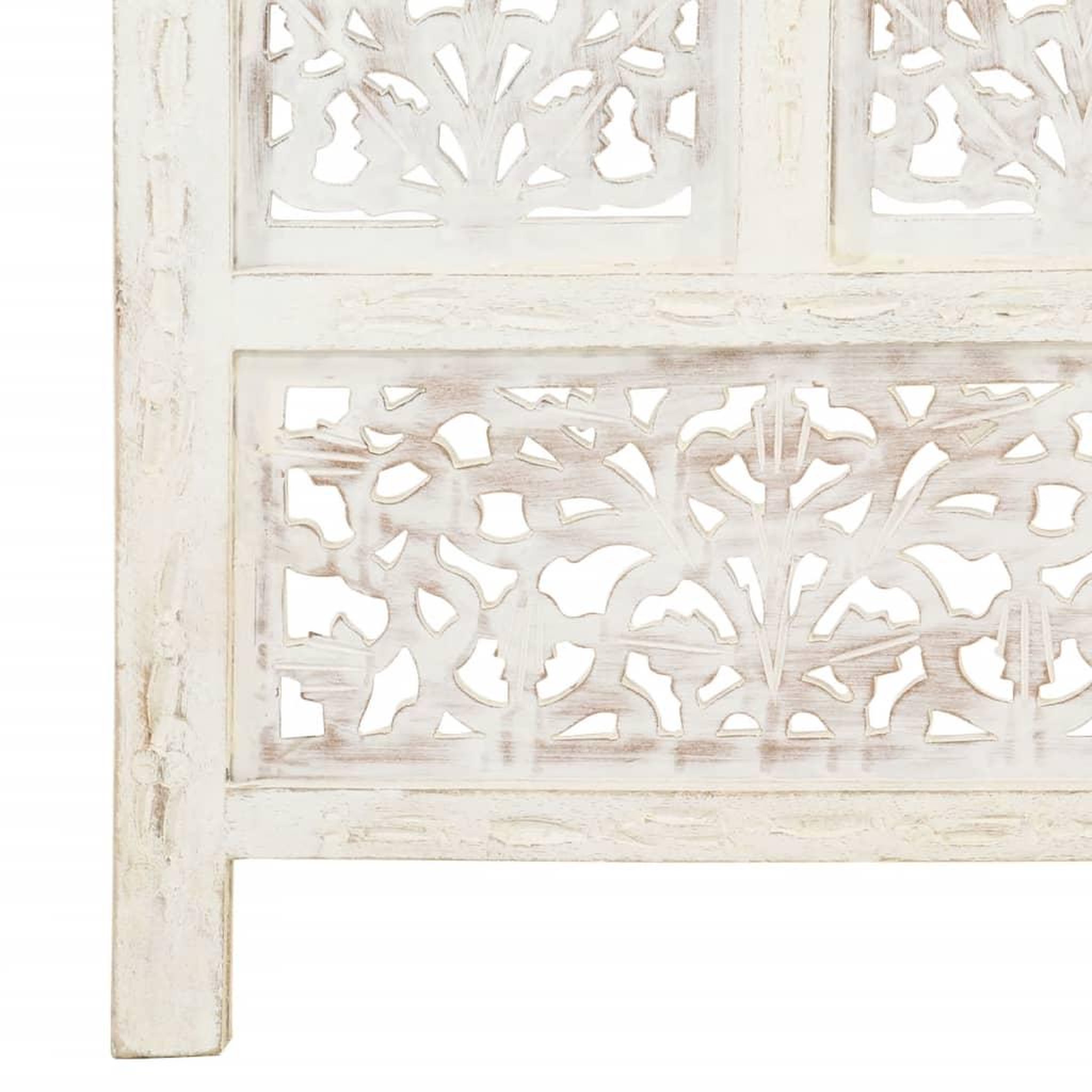 Voir la diapositive 5 : VIDAXL Cloison de separation 4 panneaux Blanc 160x165 cm Bois manguier