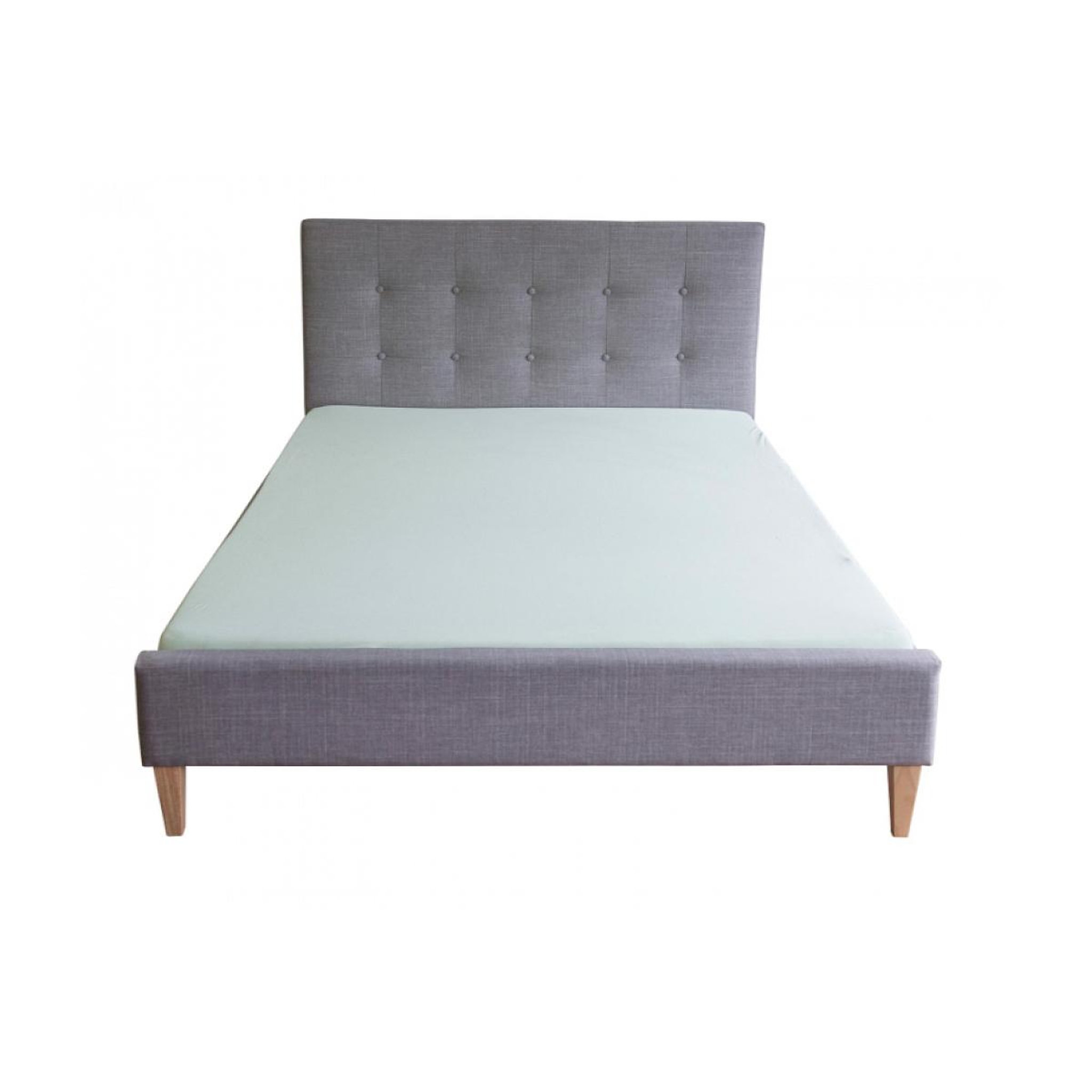 Voir la diapositive 3 : HomeStyle4U Lit double rembourré en tissu gris 180 x 200 cm pour un confort optimal