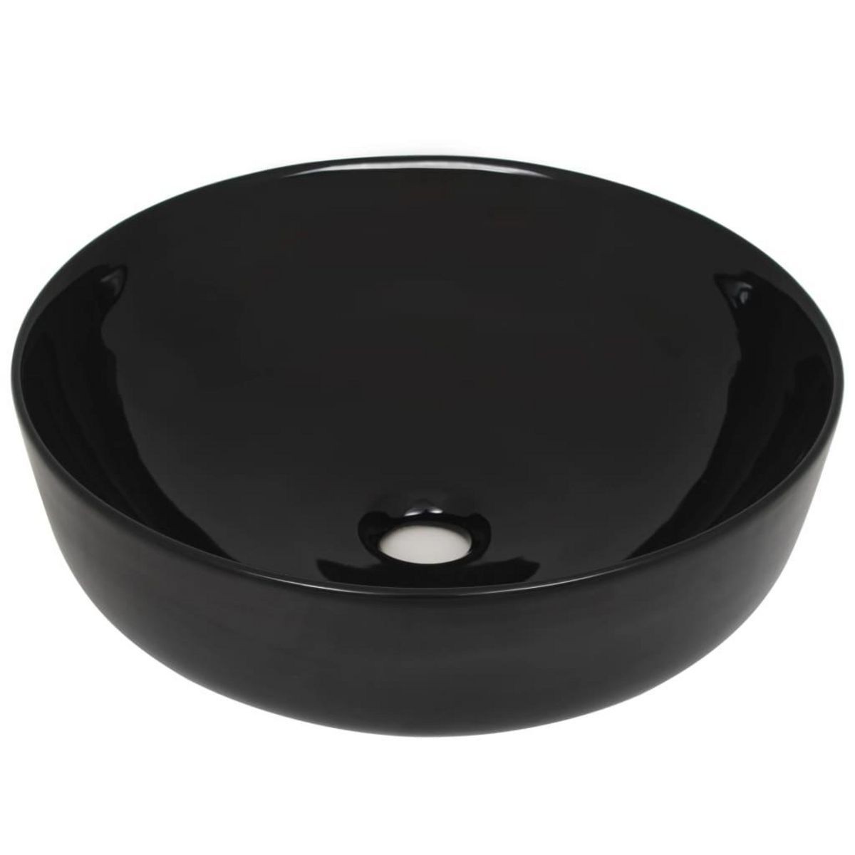 VIDAXL Lavabo rond Ceramique Noir 41,5 x 13,5 cm