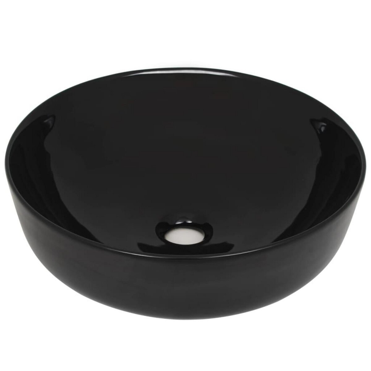 VIDAXL Lavabo rond Ceramique Noir 41,5 x 13,5 cm