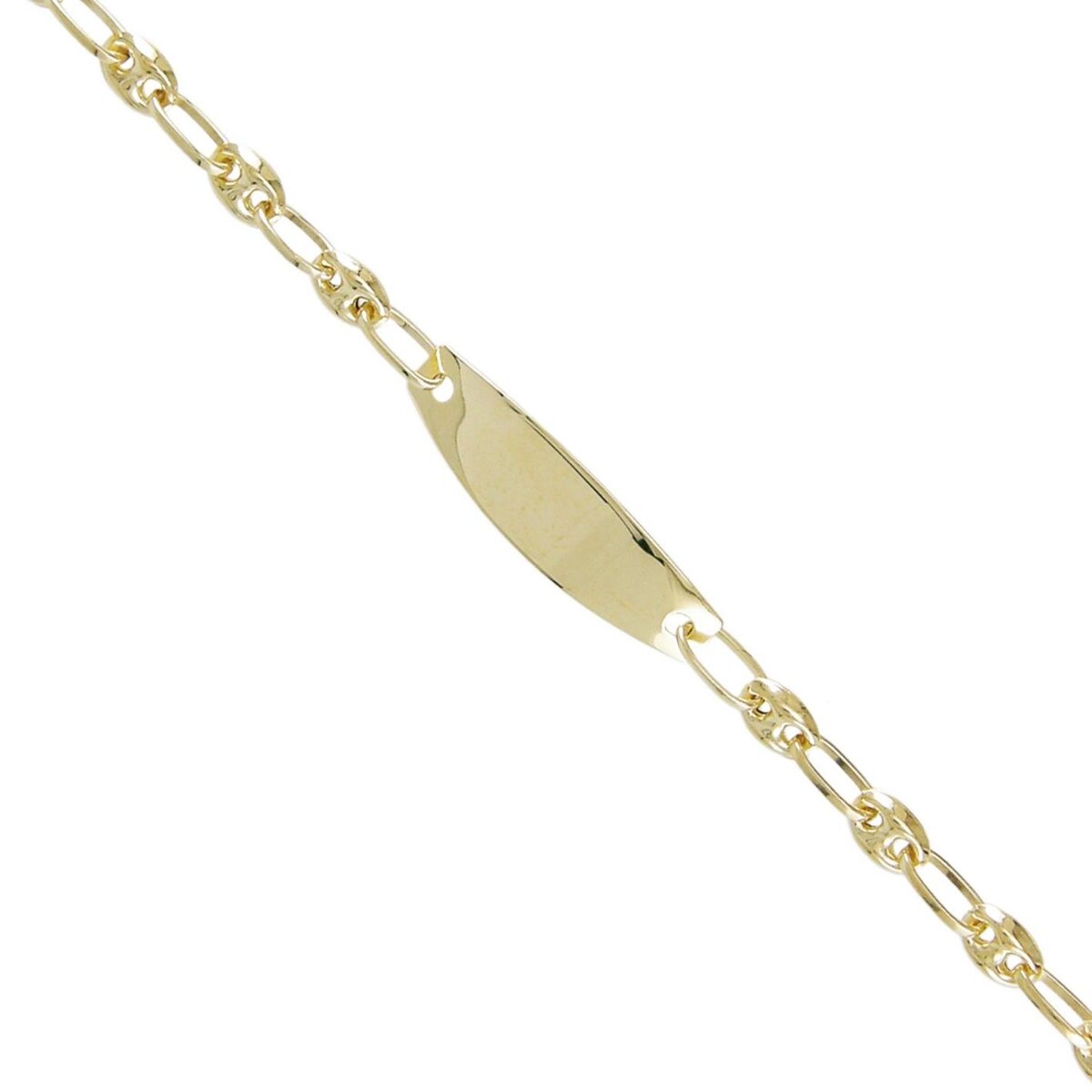 L'ATELIER D'AZUR Bracelet Enfant Or Jaune - Gourmette - Maille Grain de Café - Gravure Offerte