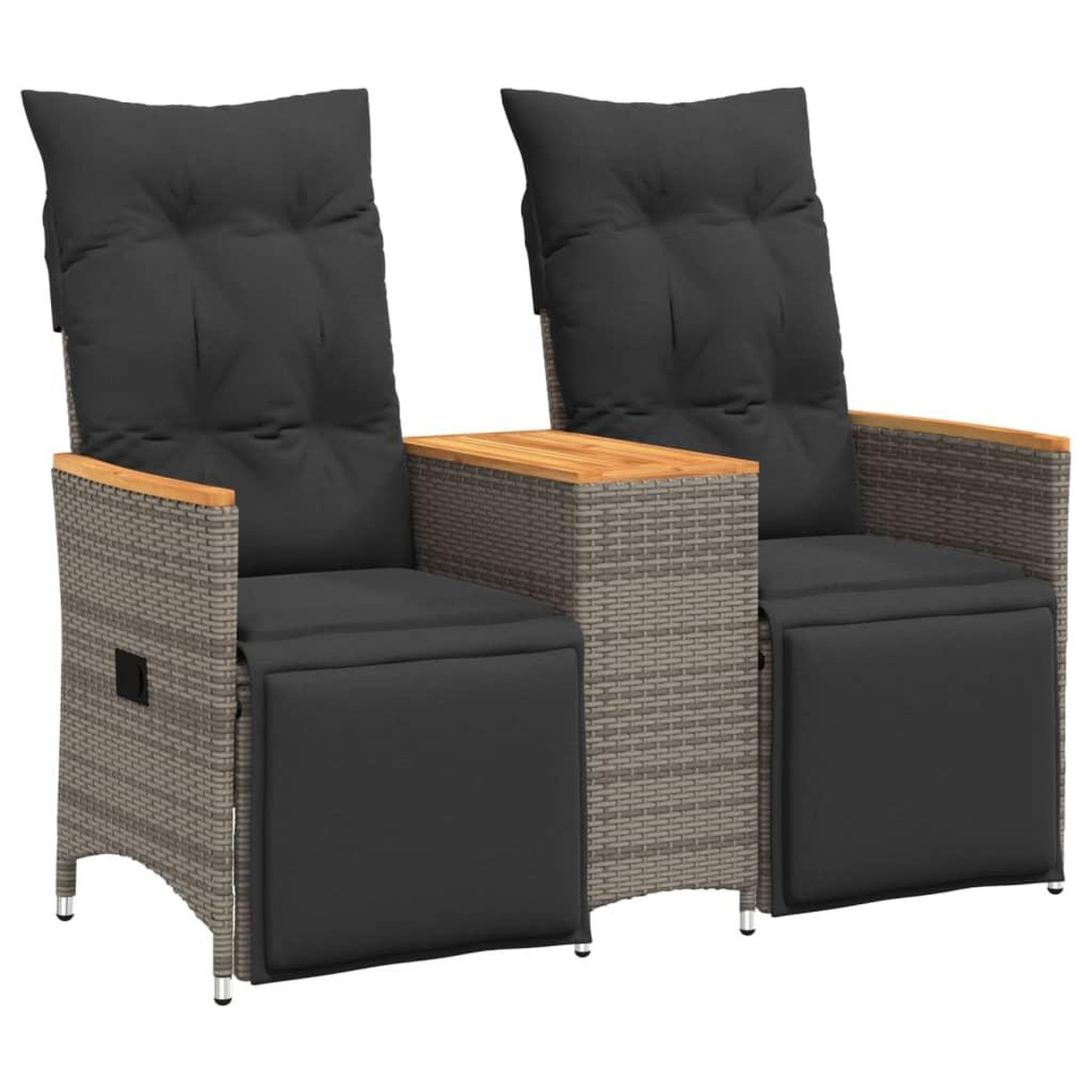 Voir la diapositive 2 : VIDAXL Canape de jardin inclinable 2 places avec table gris poly rotin