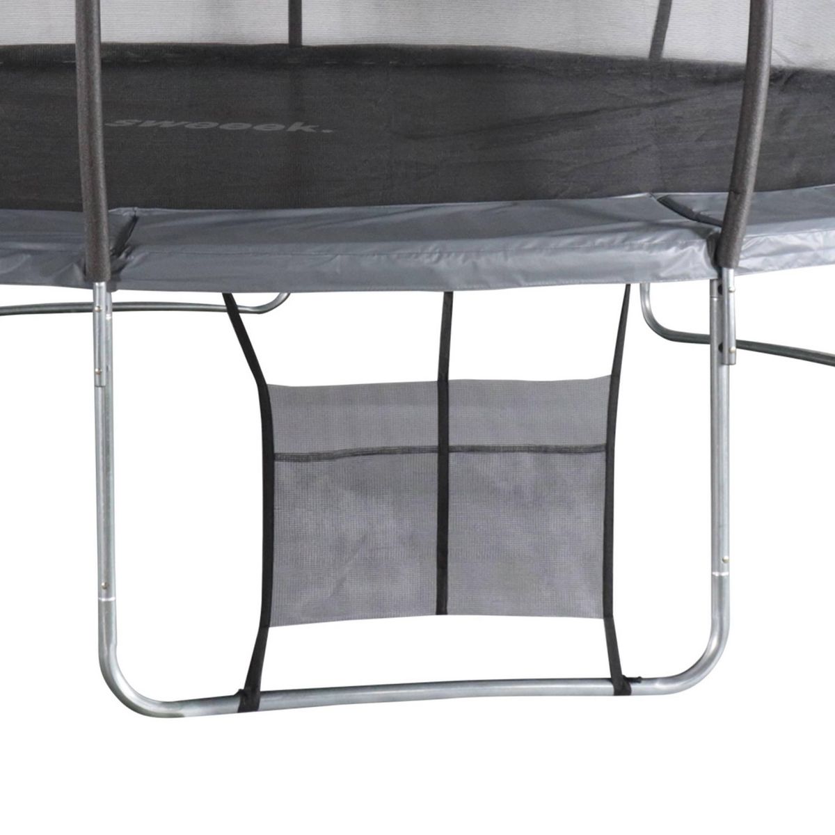 SWEEEK Trampoline rond Ø 490cm gris avec filet de protection intérieur - Jupiter Inner XXL - échelle. bâche. filet pour chaussures et kit d'ancrage 4.90m 490 cm