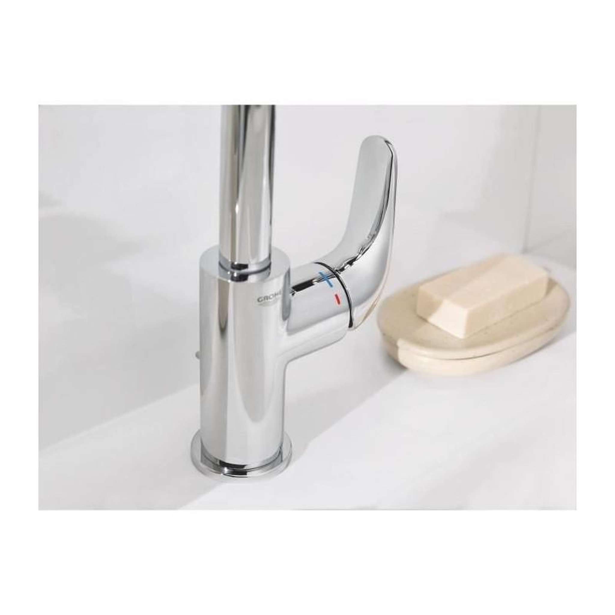 Voir la diapositive 4 : Grohe Mitigeur monocommande lavabo - GROHE Swift - 24330001 - Chromé - Taille L - Bec haut - Economie d'eau