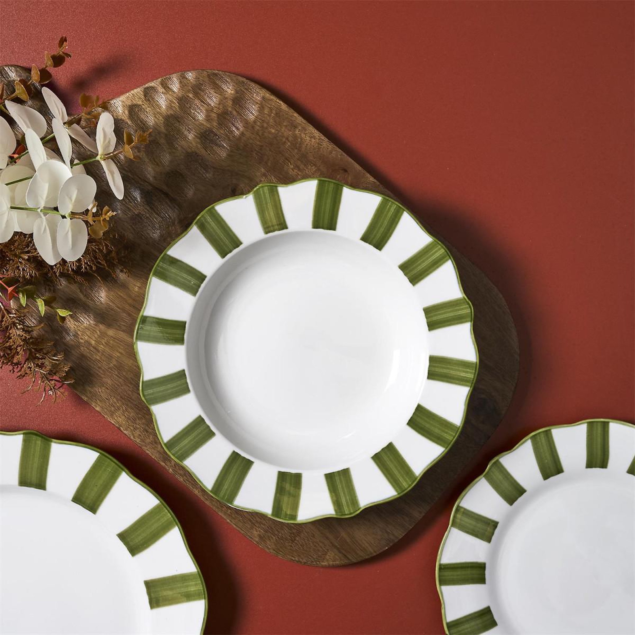 Voir la diapositive 3 : COOK CONCEPT Lot de 6 assiettes creuses  cleo  20cm vert & blanc