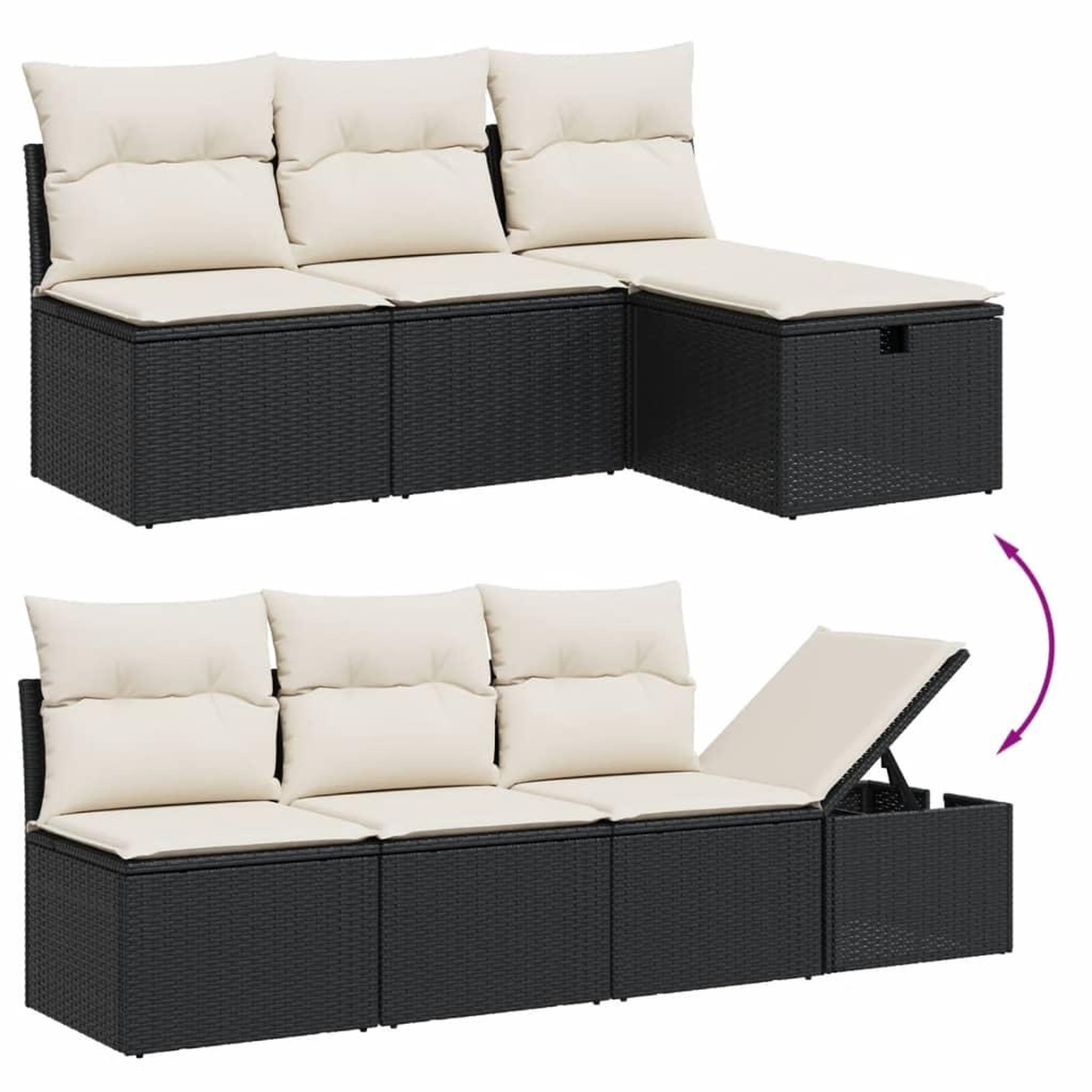 Voir la diapositive 3 : VIDAXL Salon de jardin 7 pcs avec coussins noir resine tressee