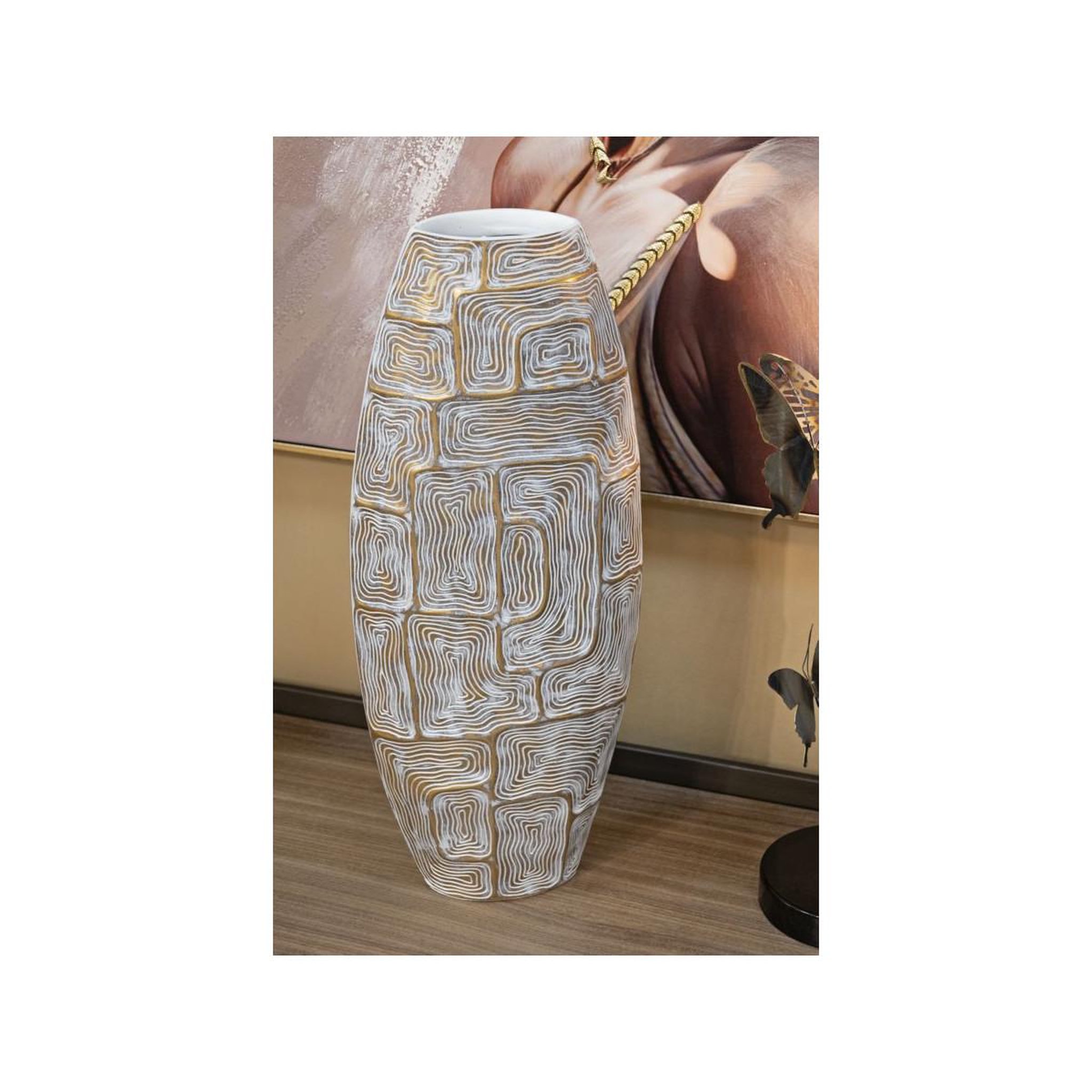 Voir la diapositive 6 : Paris Prix Vase design haut en résine  elips  59cm or
