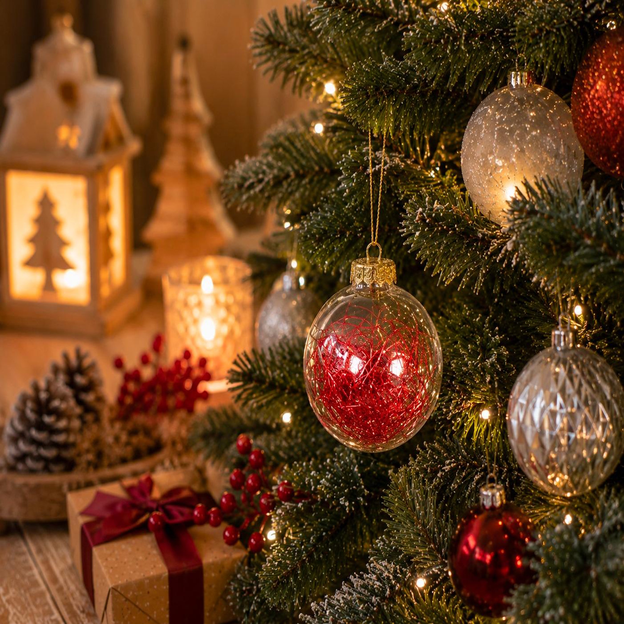Voir la diapositive 2 : Eden Boule de noël transparente avec cheveux d'ange
