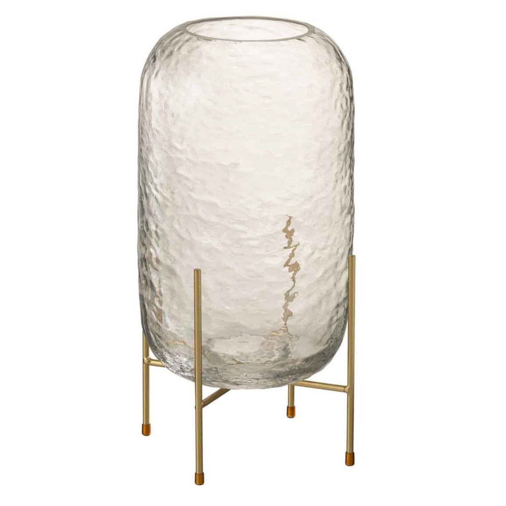 Voir la diapositive 1 : J-LINE Vase sur Pied en Verre  Pieto  30cm Transparent