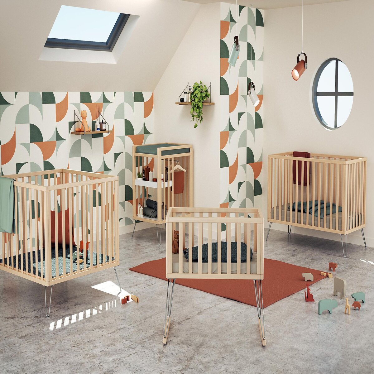 JURABABY Table à langer 2 étagères ONLY en bois 76 x 56 x 94 cm