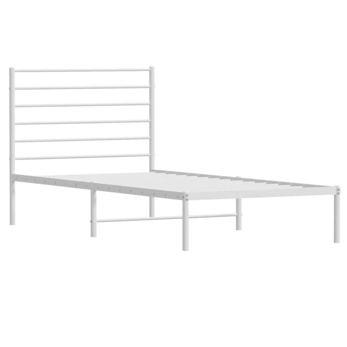 VIDAXL Cadre de lit metal sans matelas avec tete de lit blanc 80x200cm