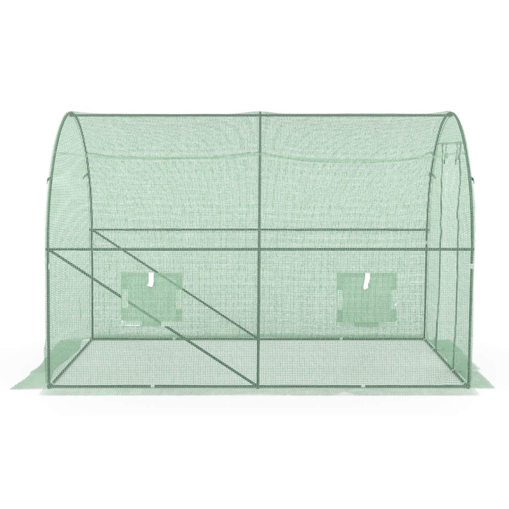 Voir la diapositive 5 : ID MARKET Bâche de rechange pour serre de jardin tunnel 6m² 3 x 2 x 2 m anti-UV avec porte et fenêtres ROMA verte