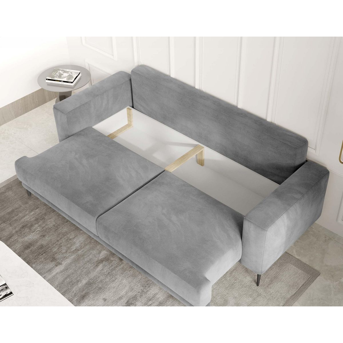 BEST MOBILIER Bucay - canapé 3 places - convertible avec coffre - en velours