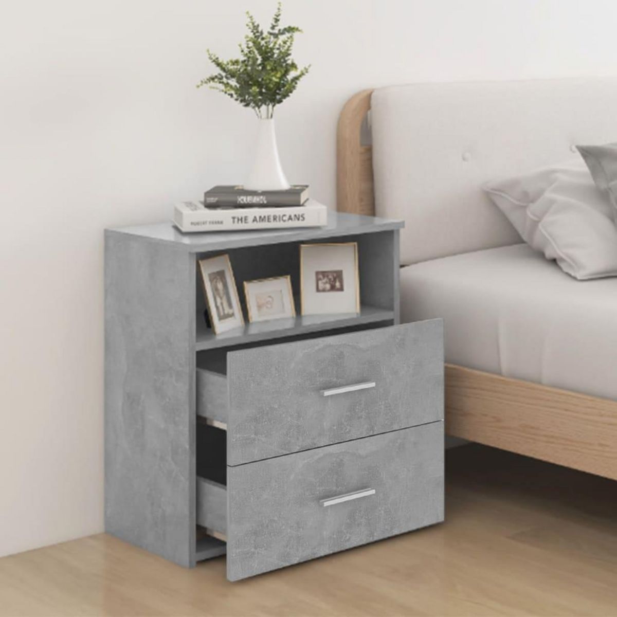 VIDAXL Table de chevet Gris beton 50x32x60 cm