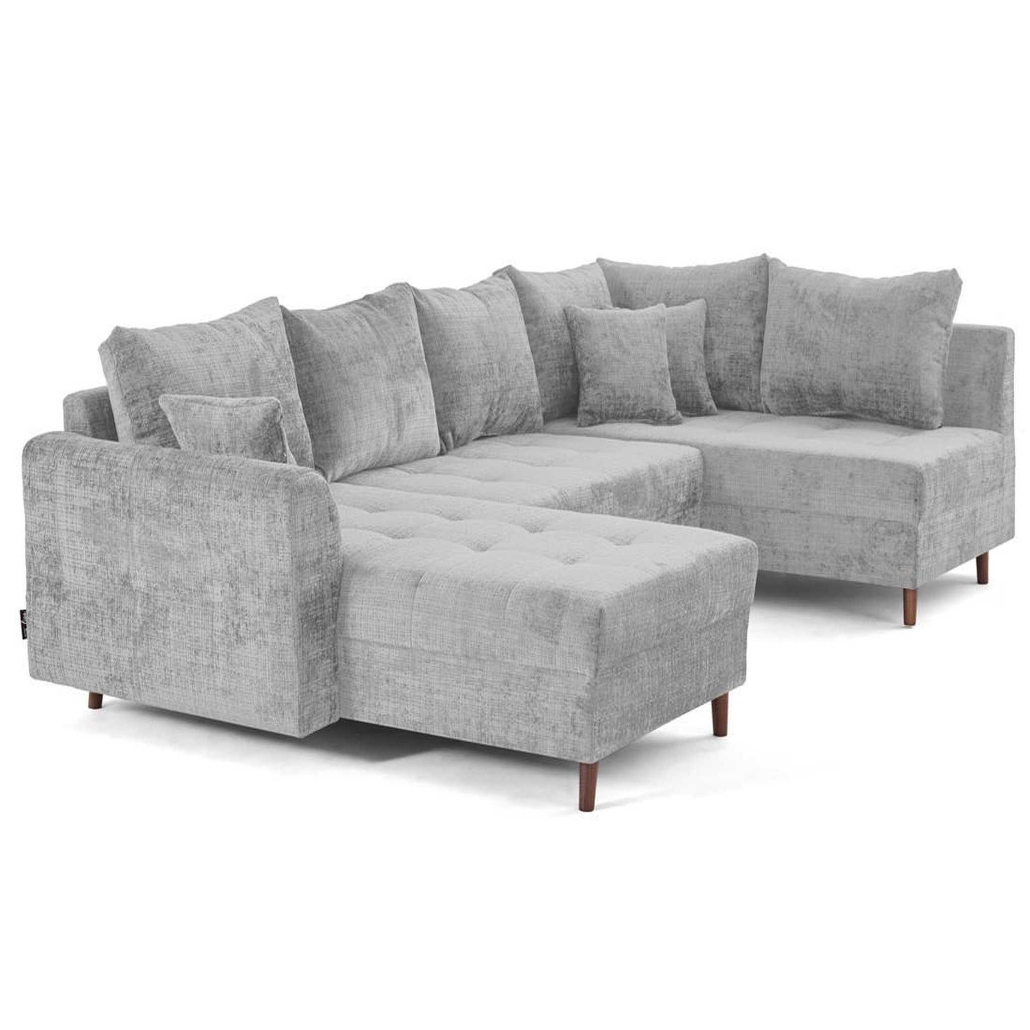 Voir la diapositive 4 : BEST MOBILIER Rune - canapé panoramique d'angle droit 7 places en velours texturé