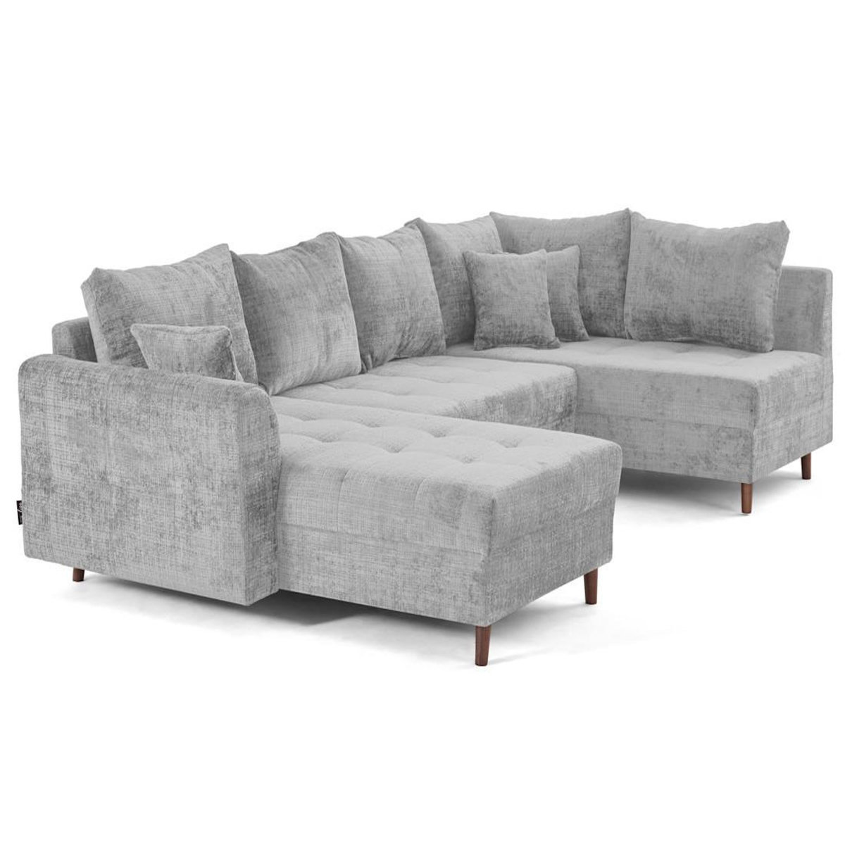 LISA DESIGN Rune - canapé panoramique d'angle droit 7 places en velours texturé