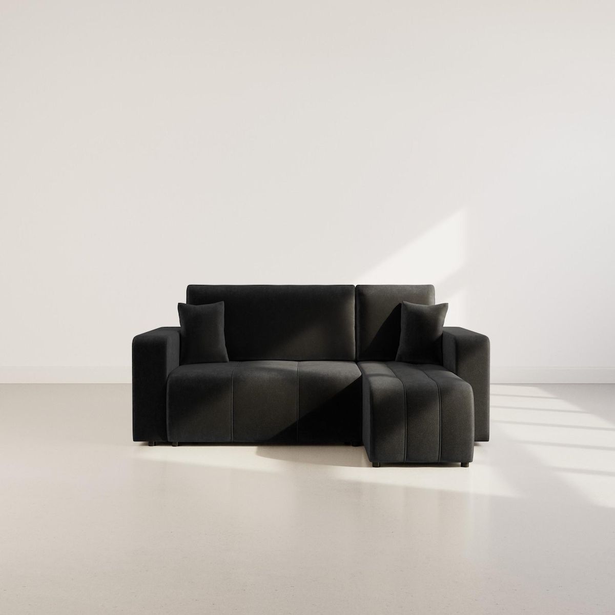 BEST MOBILIER Nicole - canapé d'angle réversible 4 places convertible avec coffre en tissu