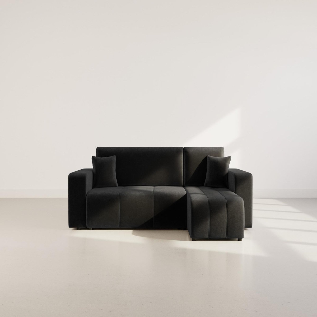 BEST MOBILIER Nicole - canapé d'angle réversible 4 places convertible avec coffre en tissu