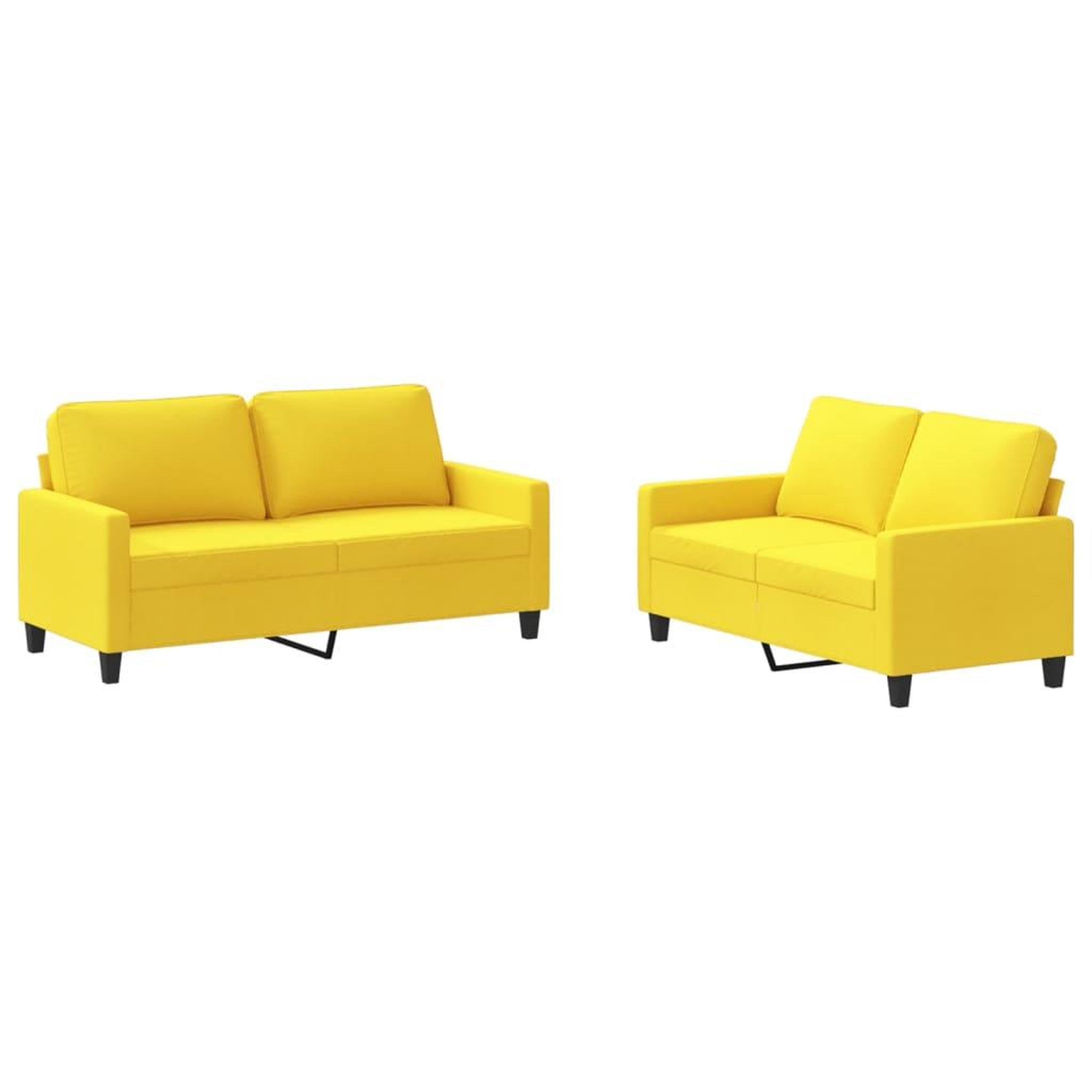 Voir la diapositive 2 : VIDAXL Ensemble de canapes 2 pcs avec coussins Jaune clair Tissu