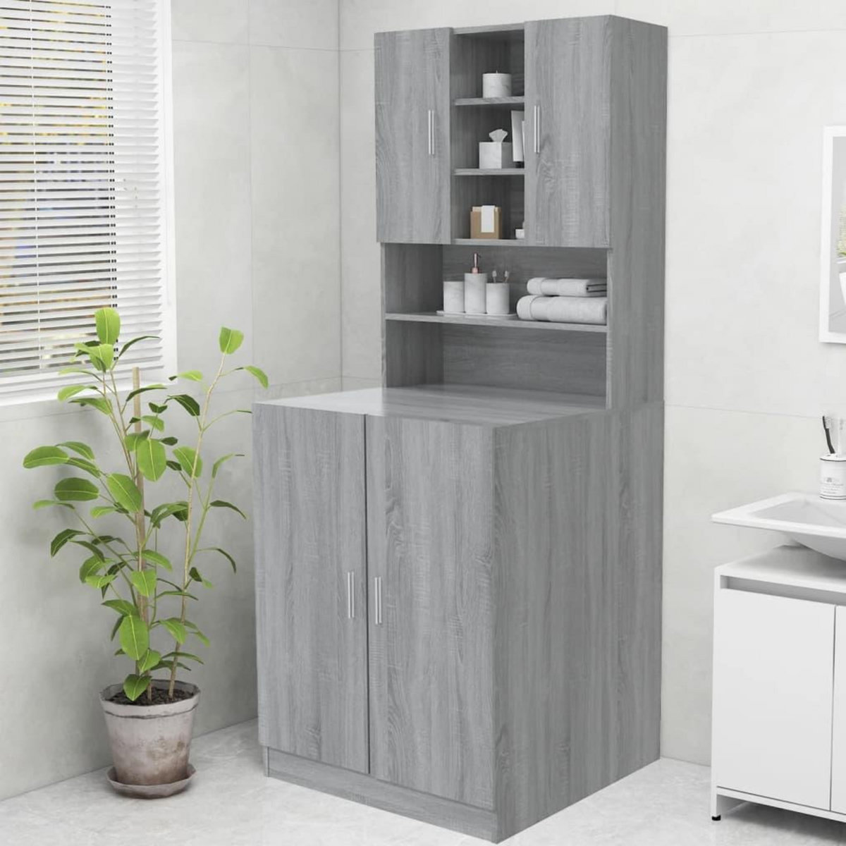 VIDAXL Meuble pour machine a laver Sonoma gris 70,5x25,5x90 cm
