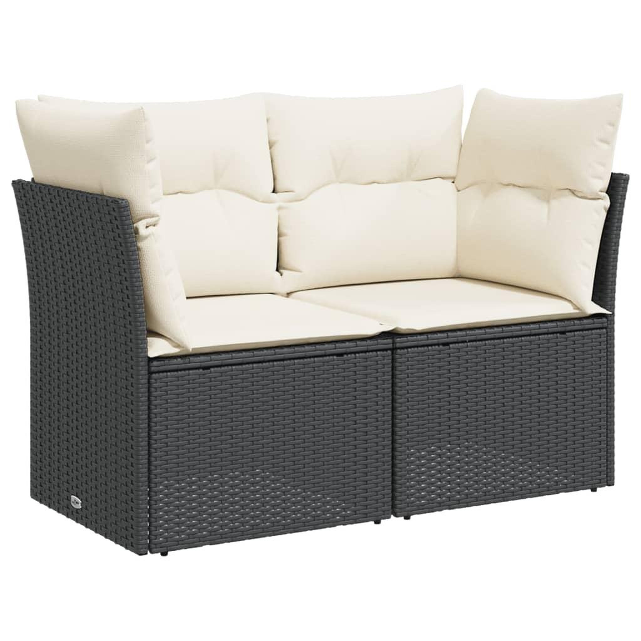 Voir la diapositive 2 : VIDAXL Canape de jardin avec coussins 2 places noir resine tressee