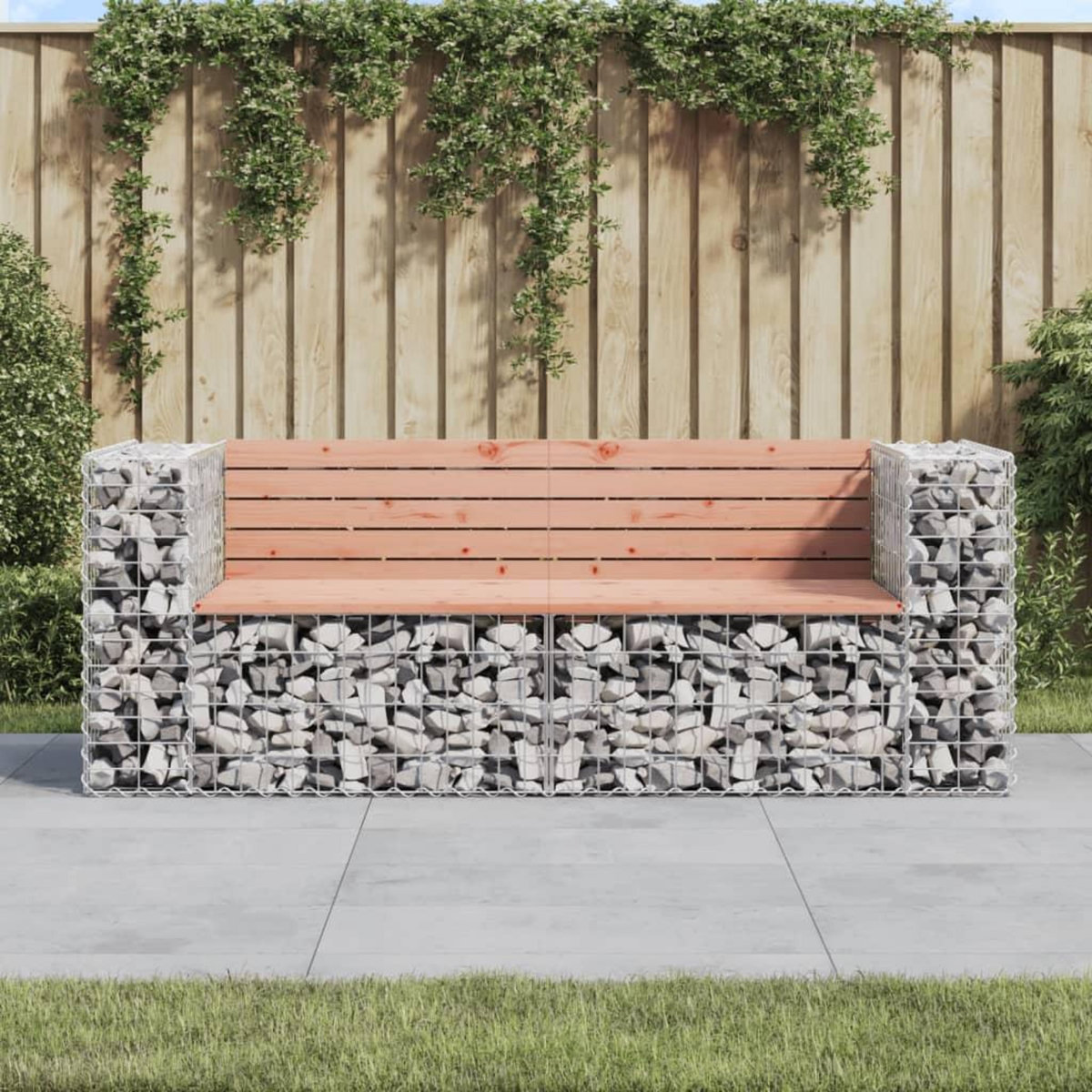 VIDAXL Banc de jardin design gabion 184x71x65,5 cm bois massif douglas