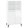 Voir la diapositive 2 : VIDAXL Buffet haut Blanc brillant 60x36x110 cm Bois d'ingenierie